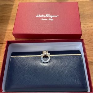 Authentic Salvatore Ferragamo Gancini Wallet Blue
